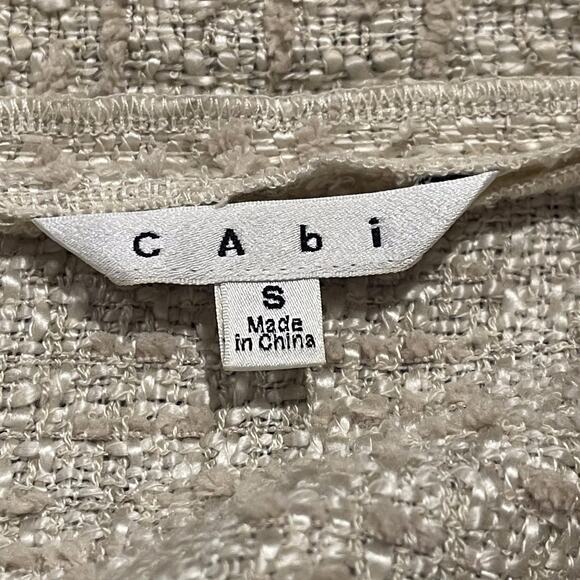 Cabi Womens Cardigan Sweater Jacket Chenille Tweed Open Front Cream Small FD - Picture 3 of 6